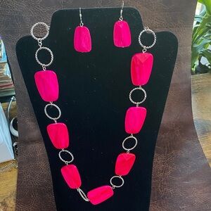 Pink and Silver Women's Jewelry Set